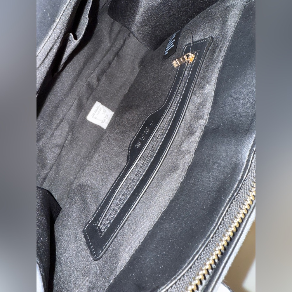 Bebe Black and Denim Tote Bag with Gold Logo NWT - Picture 5 of 8